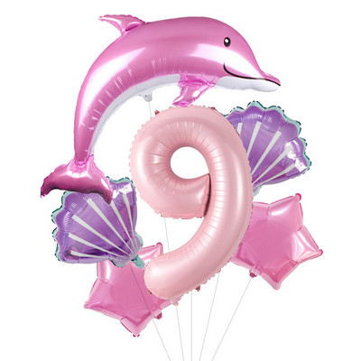 116 cm rožinės spalvos delfinų folijos balionai su 40 colių skaičiumi helio balionu jūros pasaulio teminis rinkinys Gimtadienio vakarėlio dekoracijos Kūdikių dušai