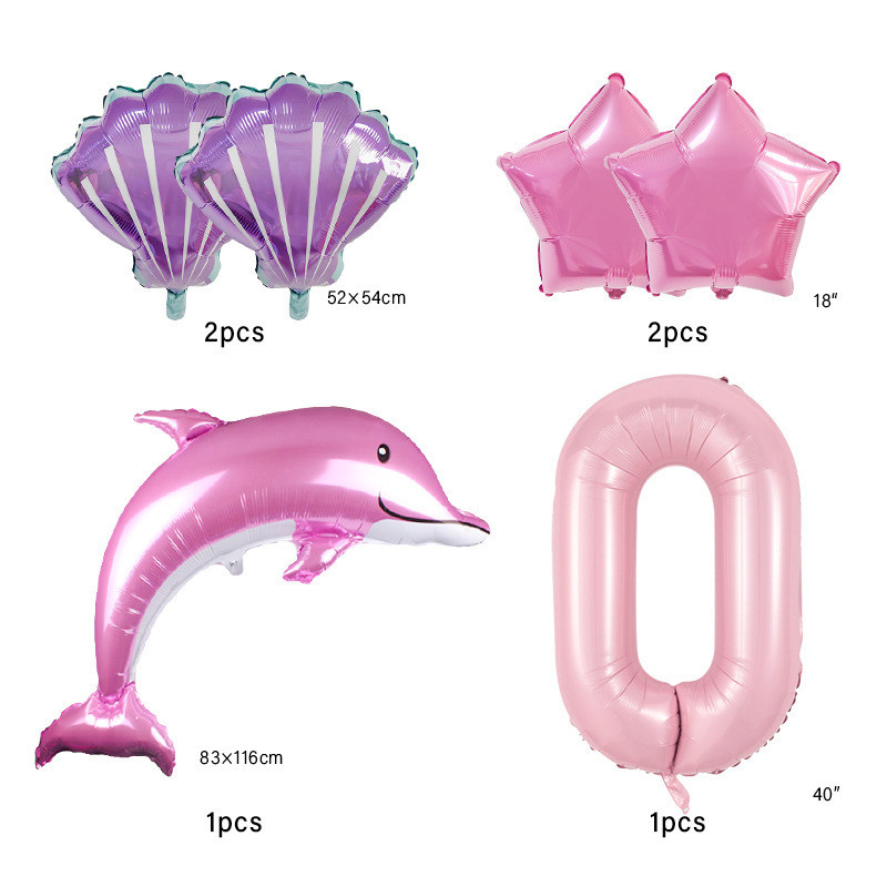 Baloane din folie cu delfin roz de 116 cm cu număr de 40 de inci Balon cu heliu Set tematic Lumea Mării Decoratiuni pentru petrecerea de aniversare Baby Showers