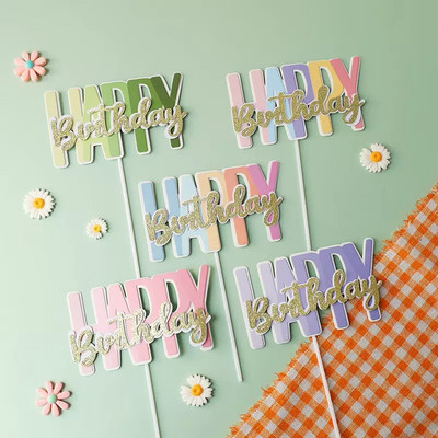 La Multi Ani Cake Topper Hârtie Scrisoare Colorate Rechizite pentru Petrecere La Multi Ani Roz albastru Decoratiuni pentru Tort Cadouri