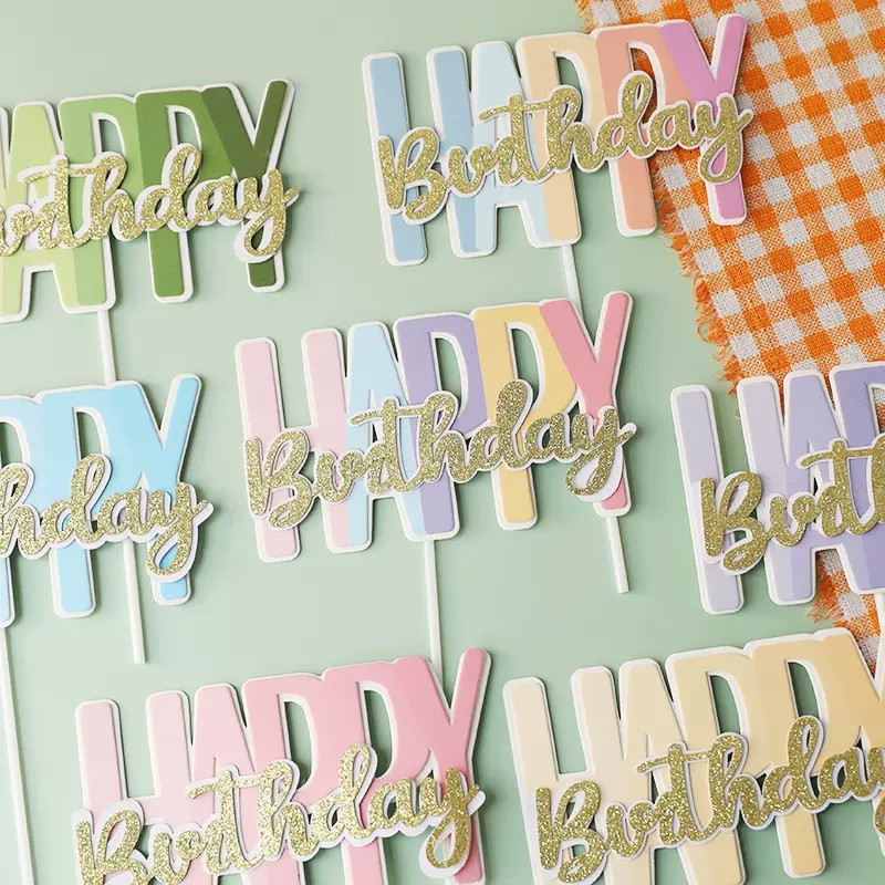 Boldog születésnapot Tortafedő Papír Színes levél parti kellékek Boldog születésnapot Rózsaszín kék tortadíszek Ajándékok