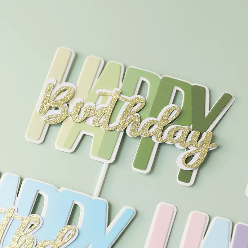 Boldog születésnapot Tortafedő Papír Színes levél parti kellékek Boldog születésnapot Rózsaszín kék tortadíszek Ajándékok