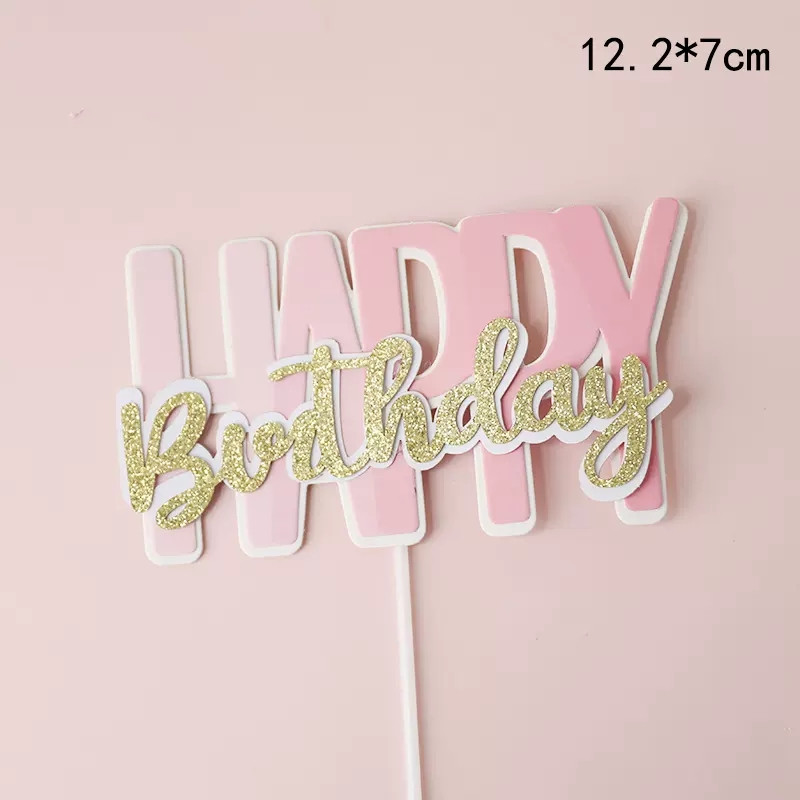 Boldog születésnapot Tortafedő Papír Színes levél parti kellékek Boldog születésnapot Rózsaszín kék tortadíszek Ajándékok