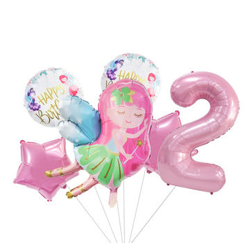 Cute Elf Fairy Balloon 40 ιντσών Pink Number Foil Balloon Princess Birthday Baloon Girl 1st 2nd 3rd Birthday Balon Babyshower