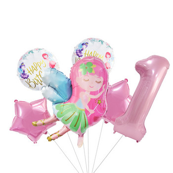 Cute Elf Fairy Balloon 40 ιντσών Pink Number Foil Balloon Princess Birthday Baloon Girl 1st 2nd 3rd Birthday Balon Babyshower