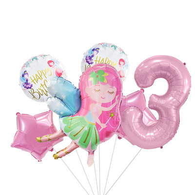 Drăguț Elf Zână Balon 40 inch Număr roz Balon din folie Printesa Ziua de nastere Balon Fata Prima a 2-a a 3-a Zi de nastere Balon Babyshower