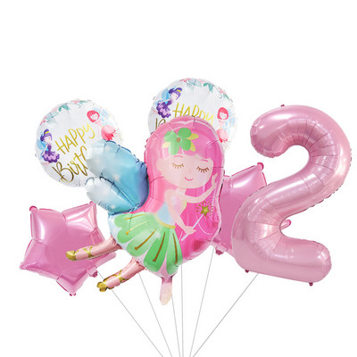 Cute Elf Fairy Balloon 40 ιντσών Pink Number Foil Balloon Princess Birthday Baloon Girl 1st 2nd 3rd Birthday Balon Babyshower
