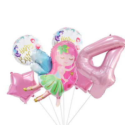 Cute Elf Fairy Balloon 40 ιντσών Pink Number Foil Balloon Princess Birthday Baloon Girl 1st 2nd 3rd Birthday Balon Babyshower