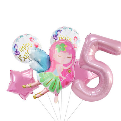 Cute Elf Fairy Balloon 40 ιντσών Pink Number Foil Balloon Princess Birthday Baloon Girl 1st 2nd 3rd Birthday Balon Babyshower