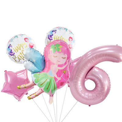 Cute Elf Fairy Balloon 40 ιντσών Pink Number Foil Balloon Princess Birthday Baloon Girl 1st 2nd 3rd Birthday Balon Babyshower