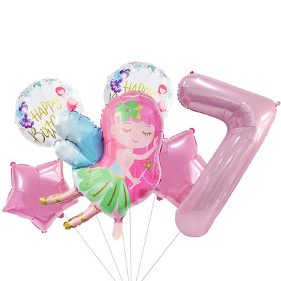 Cute Elf Fairy Balloon 40 ιντσών Pink Number Foil Balloon Princess Birthday Baloon Girl 1st 2nd 3rd Birthday Balon Babyshower