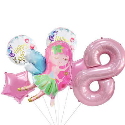 Cute Elf Fairy Balloon 40 ιντσών Pink Number Foil Balloon Princess Birthday Baloon Girl 1st 2nd 3rd Birthday Balon Babyshower