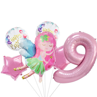 Cute Elf Fairy Balloon 40 ιντσών Pink Number Foil Balloon Princess Birthday Baloon Girl 1st 2nd 3rd Birthday Balon Babyshower