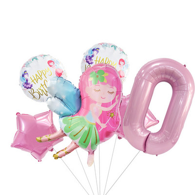 Cute Elf Fairy Balloon 40 ιντσών Pink Number Foil Balloon Princess Birthday Baloon Girl 1st 2nd 3rd Birthday Balon Babyshower
