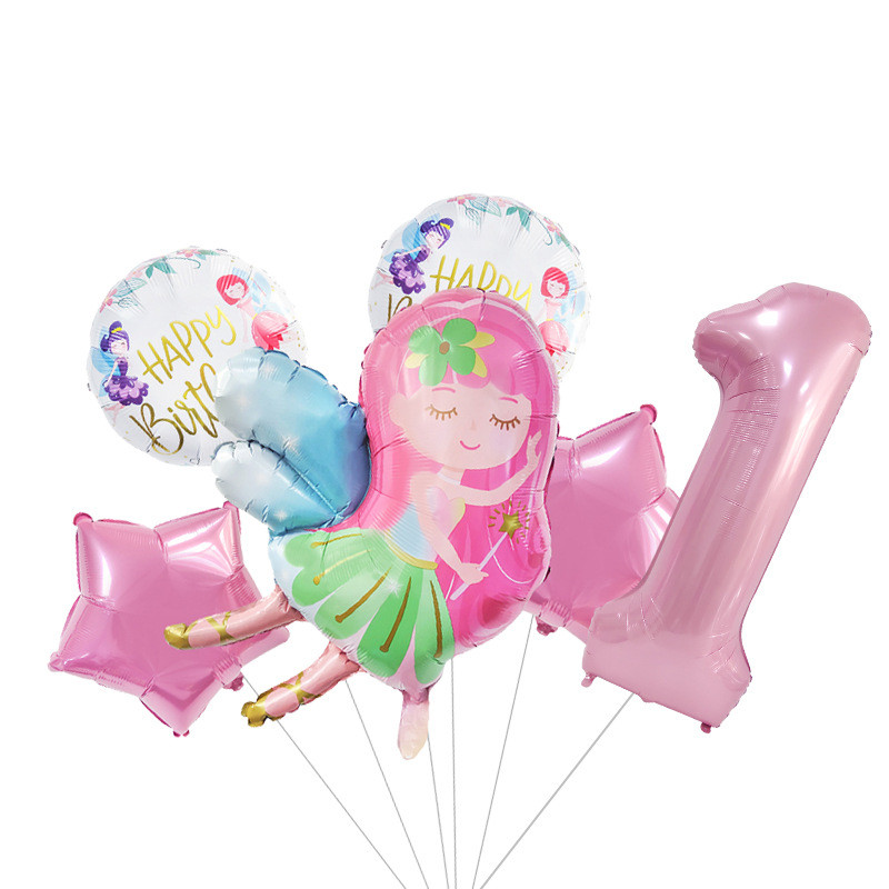 Cute Elf Fairy Balloon 40 ιντσών Pink Number Foil Balloon Princess Birthday Baloon Girl 1st 2nd 3rd Birthday Balon Babyshower