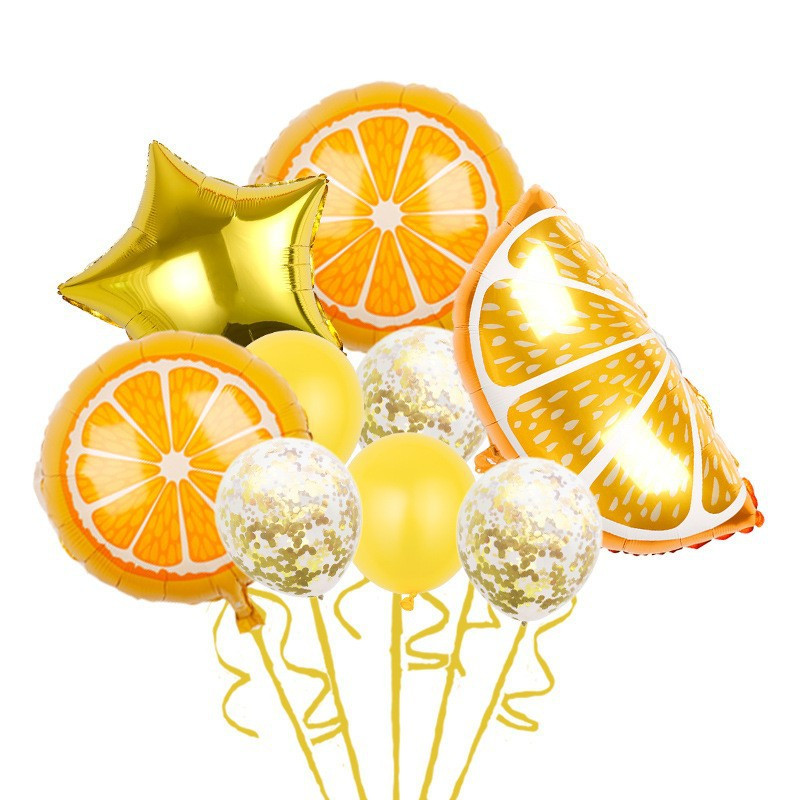 Suvise sünnipäevapeo puu alumiiniumkilest õhupallikomplekt maasika-apelsini arbuusi ananassi avokaado havai peokaunistus