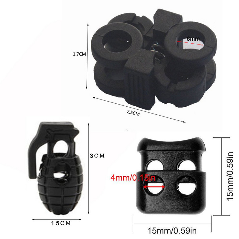 10 DB kültéri táskák műanyag csatok Zárak csúszásmentes műanyag esernyővonal Zár Cipőfűző Gomblyuk Zár Nagy nyílás