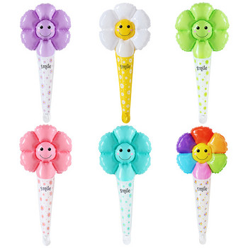 5 бр./компл. Smiley Daisy Handheld Stick Clapper Алуминиеви бохо балони с цветя за рожден ден Сватба Baby Shower Консумативи за детски играчки