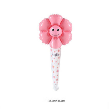 5 бр./компл. Smiley Daisy Handheld Stick Clapper Алуминиеви бохо балони с цветя за рожден ден Сватба Baby Shower Консумативи за детски играчки