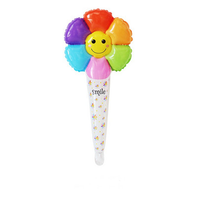 5db /Szett Smiley Daisy kézi pálcikacsapós alumínium Boho virágos léggömbök születésnapi esküvőre babazuhany gyerekjáték kellékek