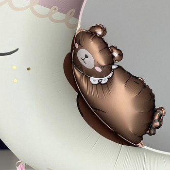 2 τμχ/Σετ Ανοιχτό ροζ Little Bear On The Moon Μπαλόνι από αλουμινόχαρτο για baby shower Reveal Party Birthday Wedding Supplies