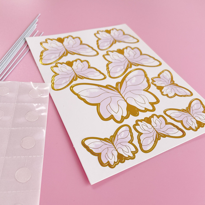 10 db arany mesterséges pillangós fém textúrájú torta felső tortadíszítés szimuláció pillangók esküvői kézműves parti dekoráció