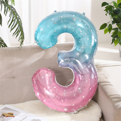 Baloane din folie cu număr de cer înstelat de 40 inch 0-9 Balon digital gigant de culoare gradient pentru copii, sirenă, decorațiuni pentru prima zi de naștere