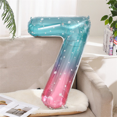 Baloane din folie cu număr de cer înstelat de 40 inch 0-9 Balon digital gigant de culoare gradient pentru copii, sirenă, decorațiuni pentru prima zi de naștere