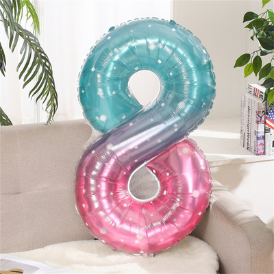 Baloane din folie cu număr de cer înstelat de 40 inch 0-9 Balon digital gigant de culoare gradient pentru copii, sirenă, decorațiuni pentru prima zi de naștere