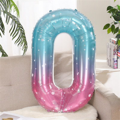 Baloane din folie cu număr de cer înstelat de 40 inch 0-9 Balon digital gigant de culoare gradient pentru copii, sirenă, decorațiuni pentru prima zi de naștere