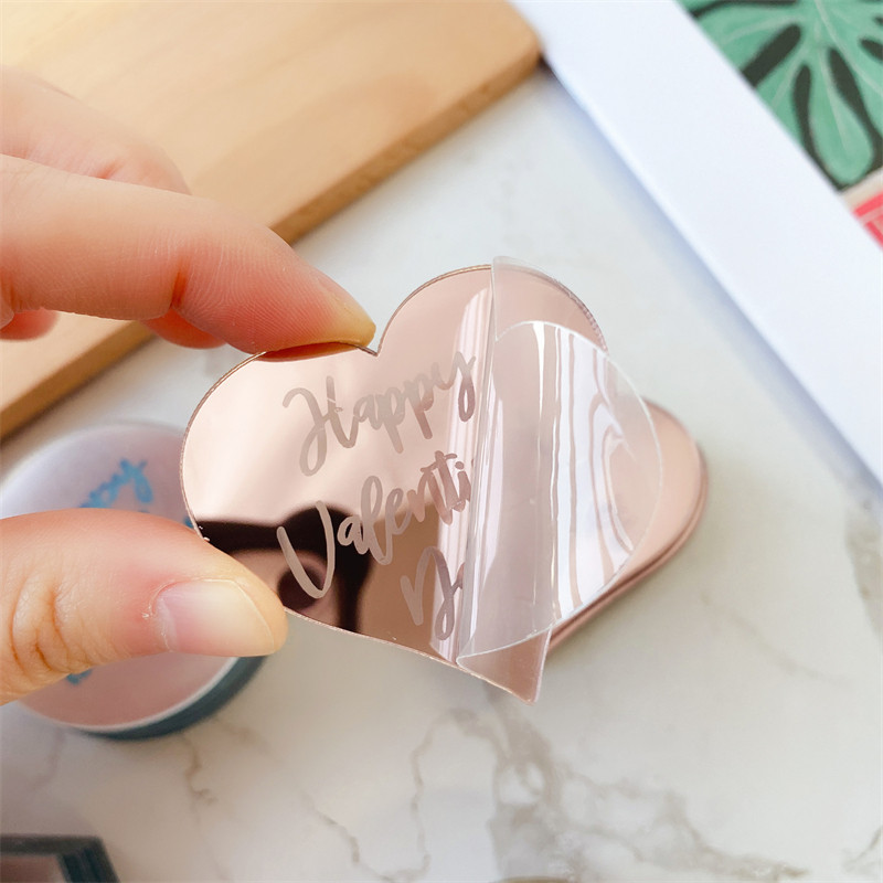 10 vnt. Vestuvinio torto šepetėlis Širdies formos Minimalistinis auksinis sidabrinis širdelės pyragas Valentino dienos deserto vakarėlio dekoravimas