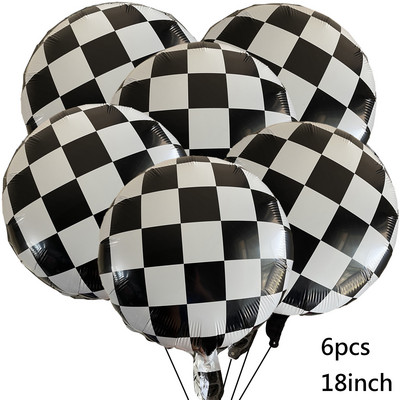 6 τμχ Μπαλόνι σκακιέρας για Αγωνιστικά Θέμα Διακόσμησης Πάρτυ Μπαλόνι Μαύρο Λευκό Κόκκινο Καρό Αλουμινόχαρτο 18 ιντσών