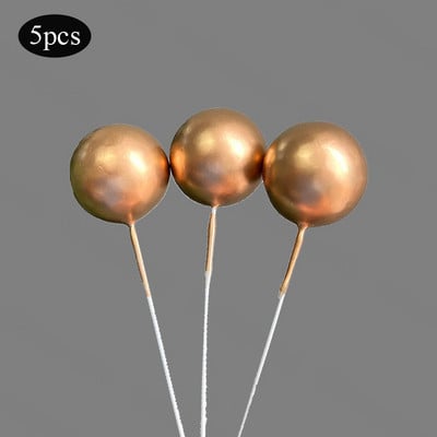 5 vnt/sl. Tortų tvarsčiai Auksiniai sidabriniai rutuliukai su gimtadieniu torto dangtelis „pasidaryk pats“ tortų papuošimui, skirtas papuošti kūdikių dušu, vestuvės