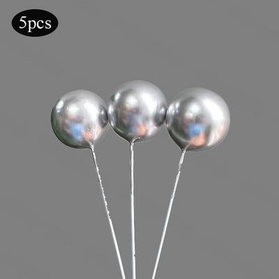 5 vnt/sl. Tortų tvarsčiai Auksiniai sidabriniai rutuliukai su gimtadieniu torto dangtelis „pasidaryk pats“ tortų papuošimui, skirtas papuošti kūdikių dušu, vestuvės