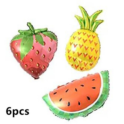 6db Gyümölcs lufi Gyümölcs alumínium fólia léggömb Trópusi léggömb születésnapi gyümölcs témájú party dekorációhoz babazuhany