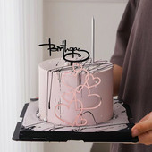 7hearts Esküvői tortasütő Minimalista Rózsaszín Ezüst Szerelem Szív Tortadísz Évforduló Desszert Torta sütés Dekorációs eszköz