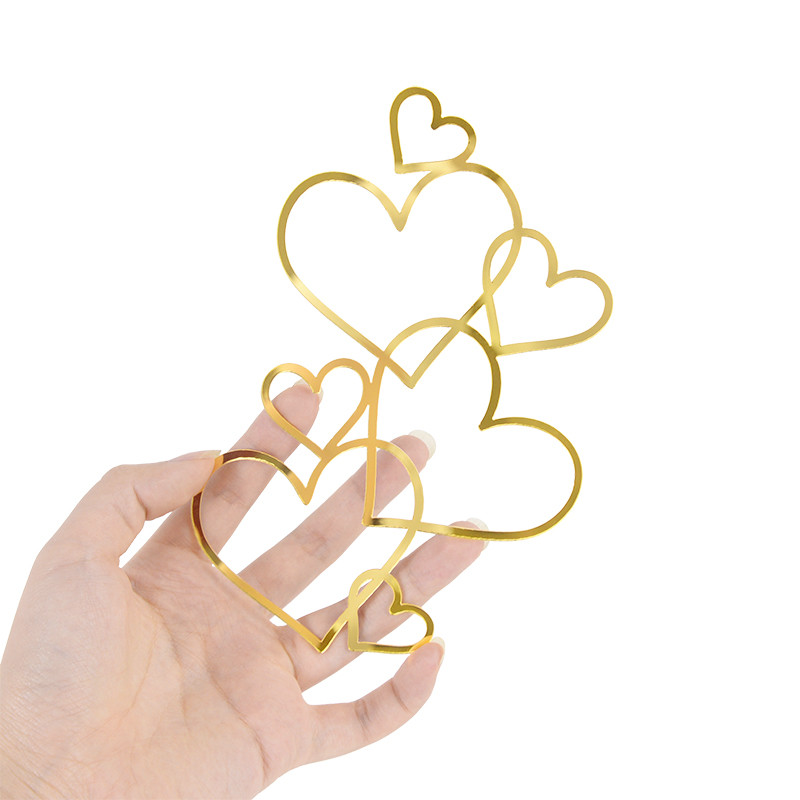 7hearts Esküvői tortasütő Minimalista Rózsaszín Ezüst Szerelem Szív Tortadísz Évforduló Desszert Torta sütés Dekorációs eszköz