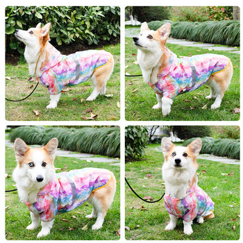 Ново куче Водоустойчив дъждобран Rainbow Unicorn Леко яке за дъжд Малки средни кучета Твърди дрехи за кученца Светлоотразителни домашни любимци