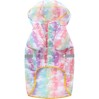 Új kutya vízálló esőkabát szivárvány egyszarvú könnyű esőkabát kis közepes kutyák tömör kiskutya ruhák fényvisszaverő háziállatok