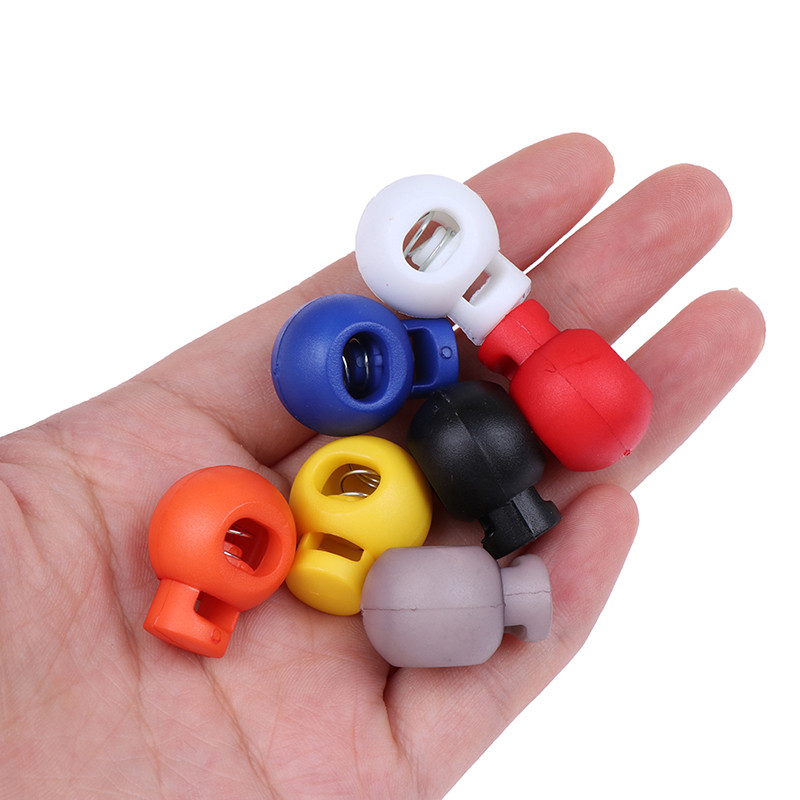 10db műanyag golyós kerek rugós ütköző kábel zárvégek billenő dugókapocs sportruházathoz, ruházati cipőhöz kötélzárak kézműves