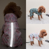 Pelernă de ploaie reflectorizantă pentru câini de companie, pisică, impermeabilă, anti-fluorescență, salopetă cu glugă, îmbrăcăminte de ploaie pentru câini mici, mijlocii mari