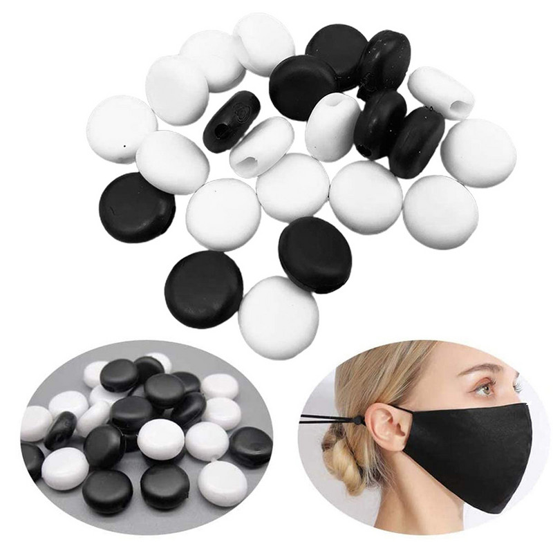 200 vnt. apvalios laido spynos, perjungiamos plokščios reguliavimo sagties karoliukai, silikagelio dugnai, skirti užtrauktukui Veido dangtelio ausies kabliuko elastinė juosta