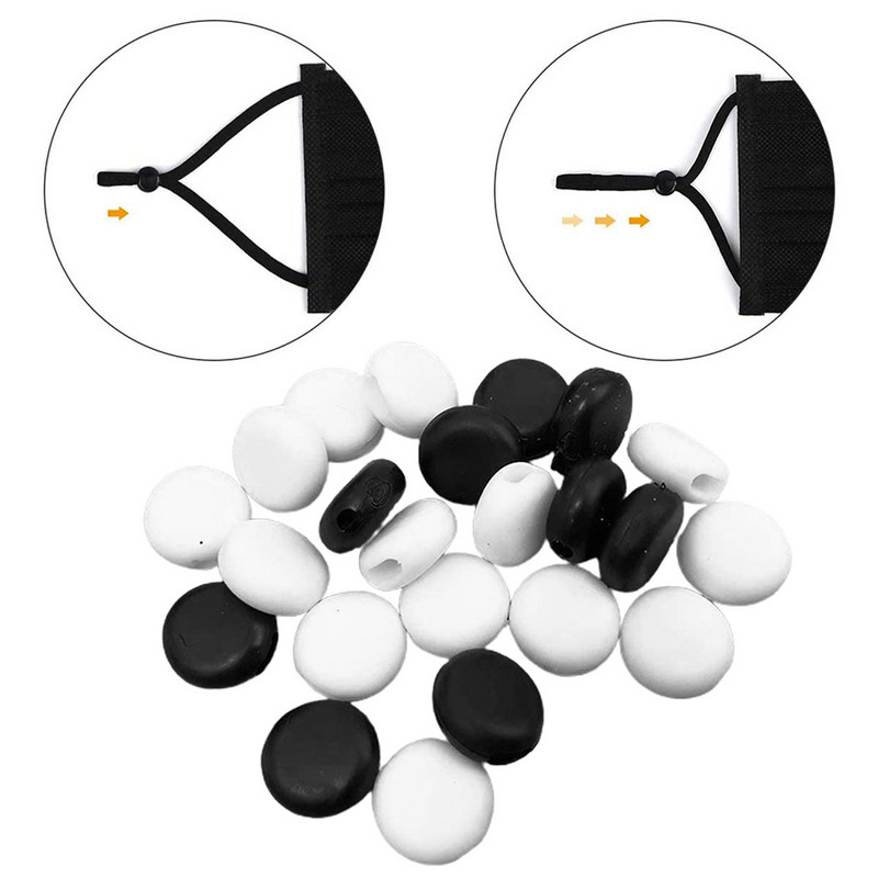 200 vnt. apvalios laido spynos, perjungiamos plokščios reguliavimo sagties karoliukai, silikagelio dugnai, skirti užtrauktukui Veido dangtelio ausies kabliuko elastinė juosta