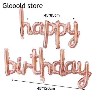Daudz laimes dzimšanas dienā Saliktie burti Baloni Rozā zelts Mazie alfabēti Dzimšanas dienu ballīšu rotājumi Reklāmkarogs Bērnu dušas globusi