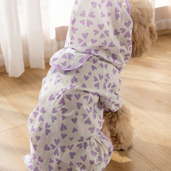 2023 Καλοκαιρινό αδιάβροχο με κουκούλα για κατοικίδια Αδιάβροχο αδιάβροχο στάμπα με τετράποδη καρδιά Ρούχα για σκύλους Corgi Bulldog Μικρά ρούχα για σκύλους