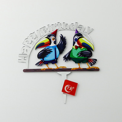 Új színes madár Boldog születésnapi tortafeltétek Arany Rózsa Arany Születésnapi Cupcake Feltétek baba születésnapi tortadíszekhez