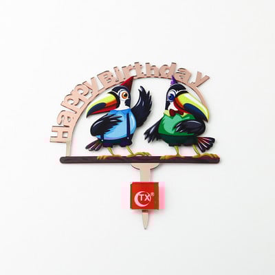 Új színes madár Boldog születésnapi tortafeltétek Arany Rózsa Arany Születésnapi Cupcake Feltétek baba születésnapi tortadíszekhez