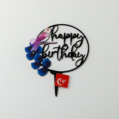 Új színes madár Boldog születésnapi tortafeltétek Arany Rózsa Arany Születésnapi Cupcake Feltétek baba születésnapi tortadíszekhez