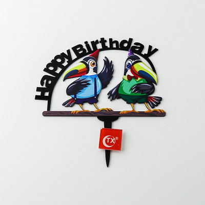 Új színes madár Boldog születésnapi tortafeltétek Arany Rózsa Arany Születésnapi Cupcake Feltétek baba születésnapi tortadíszekhez