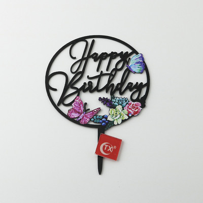 Új színes madár Boldog születésnapi tortafeltétek Arany Rózsa Arany Születésnapi Cupcake Feltétek baba születésnapi tortadíszekhez