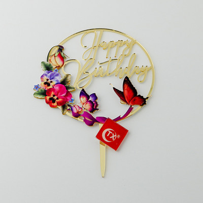 Új színes madár Boldog születésnapi tortafeltétek Arany Rózsa Arany Születésnapi Cupcake Feltétek baba születésnapi tortadíszekhez